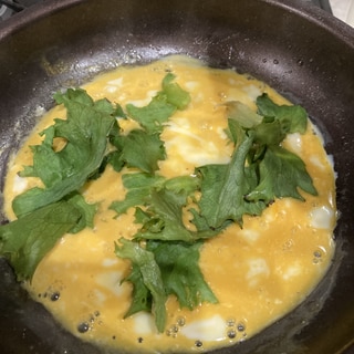 フリルレタスとベビーチーズのせの薄焼き卵